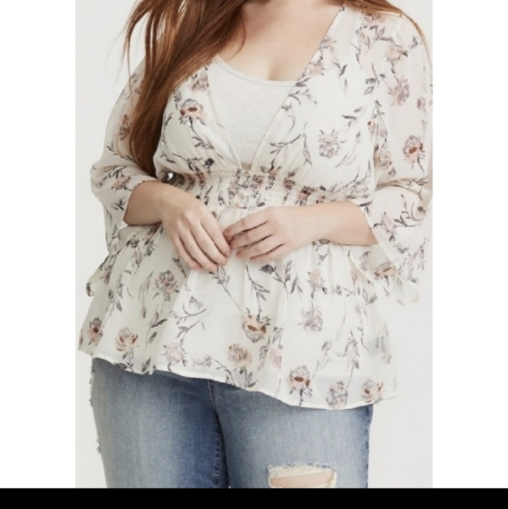 Torrid sheer chiffon babydoll top